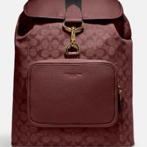 NWOT Coach Sullivan Wine Patterned Leather/Canvas Backpack